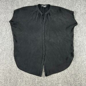 Vince Black 100% Silk Button-Up Blouse Womens Medium Loose-Fit Top Breathable‎